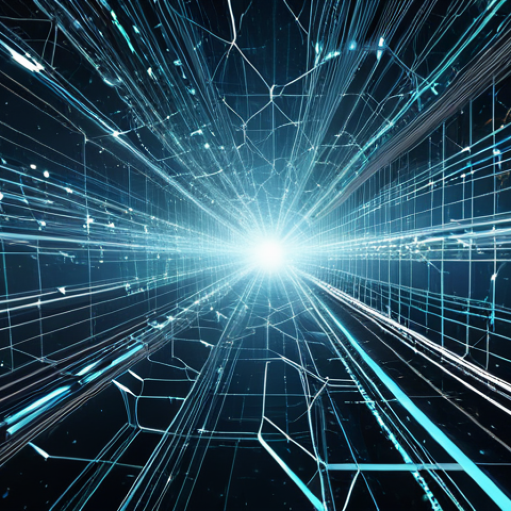 An abstract digital representation of a complex, interconnected network, with glowing data streams flowing between numerous nodes. The structure appears vast and intricate, symbolizing the reciprocity economy. Subtle, almost imperceptible visual fractures or faint blurs within some data pathways suggest potential vulnerabilities or data fragmentation. The background is a clean, professional, ethereal blue and grey digital space. Cinematic lighting, high detail, professional photography, conceptual art. Safe for work, appropriate content, fully clothed, professional.